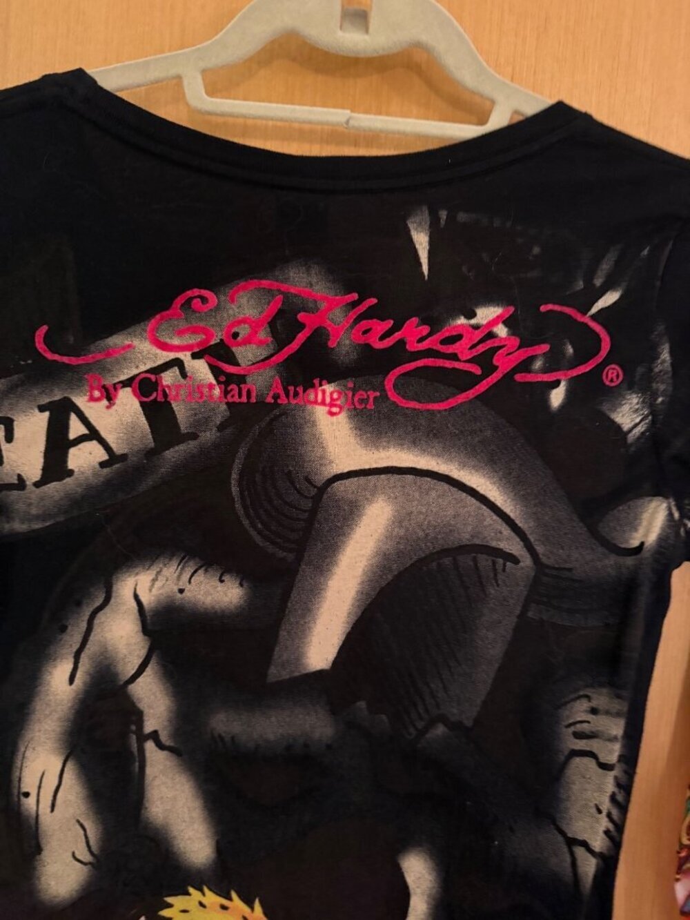 Ed Hardy Womens Long Sleeve Layered T Shirt Size S Black Crystal Embellished Y2K - Picture 4 of 12